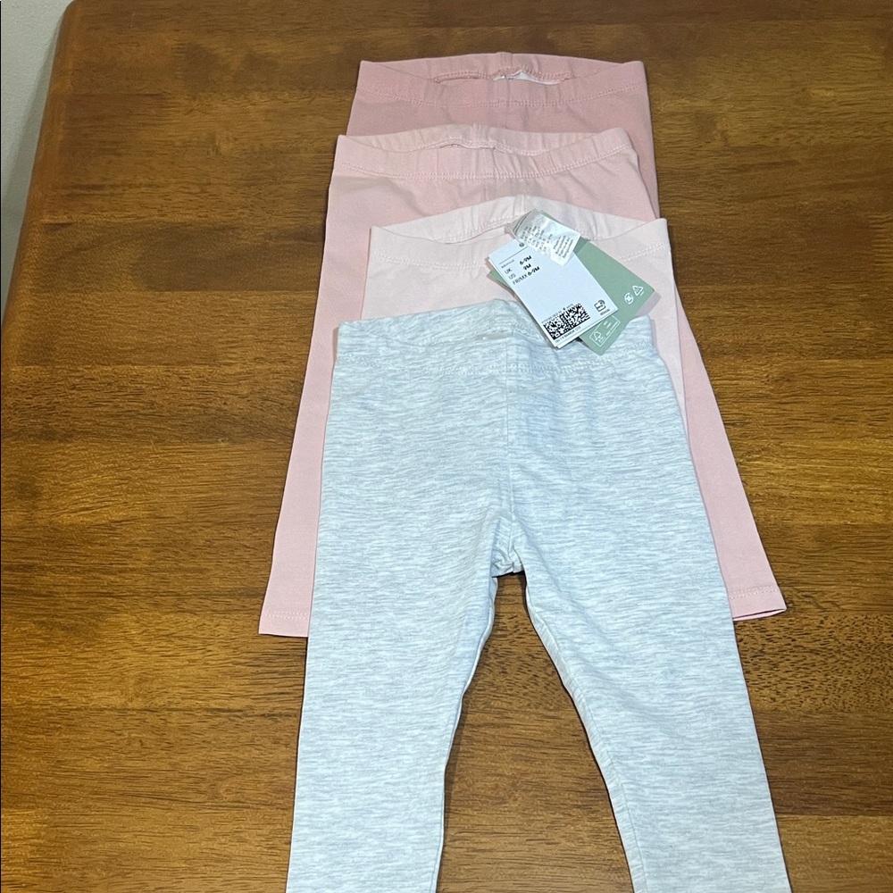 H&M Kids Leggings 4-Pack - Pink & Heather Gray Size 9 months